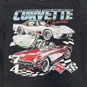 Chevrolet Corvette Shirt Mens Small Black Classic Car Graphic Tee Racing GM